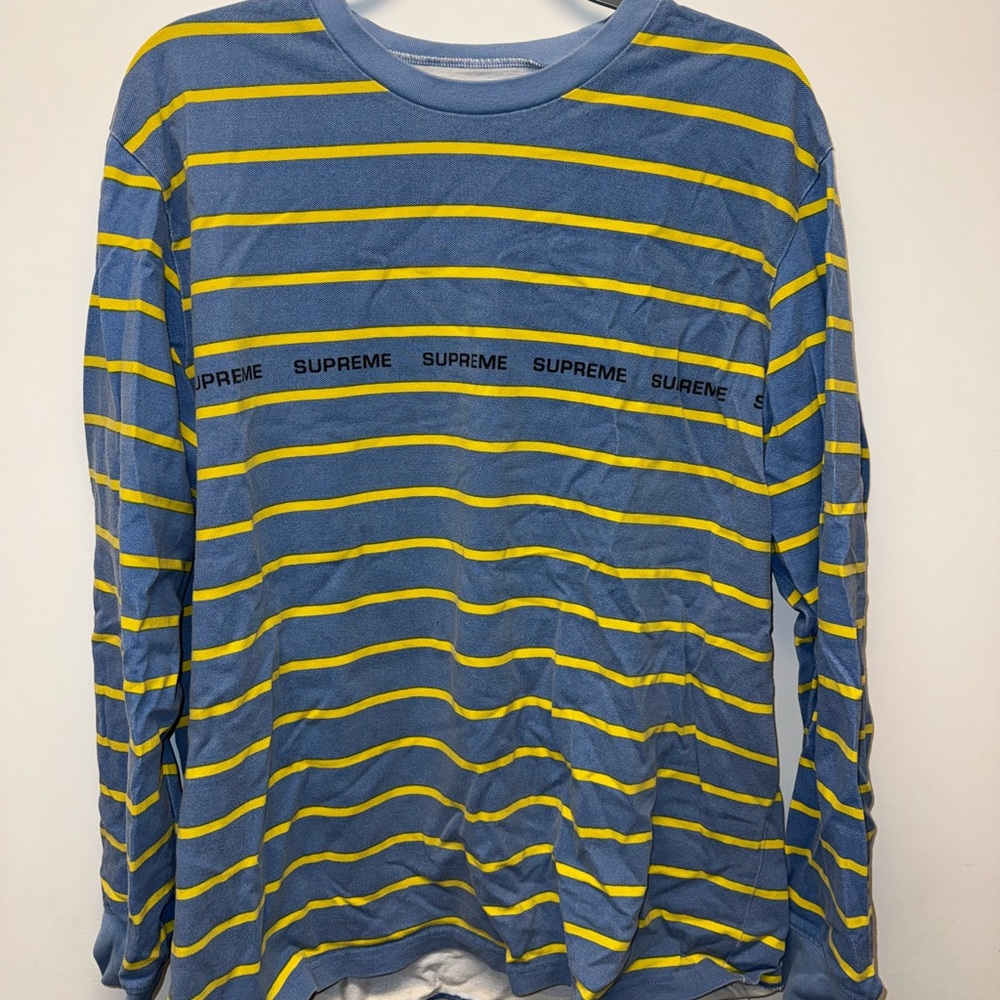 Supreme Blue and Yellow Striped Long Sleeve Tee
